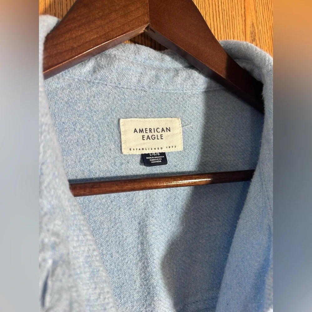 AEO Boxy Fit Powder Blue Shacket - Picture 3 of 4